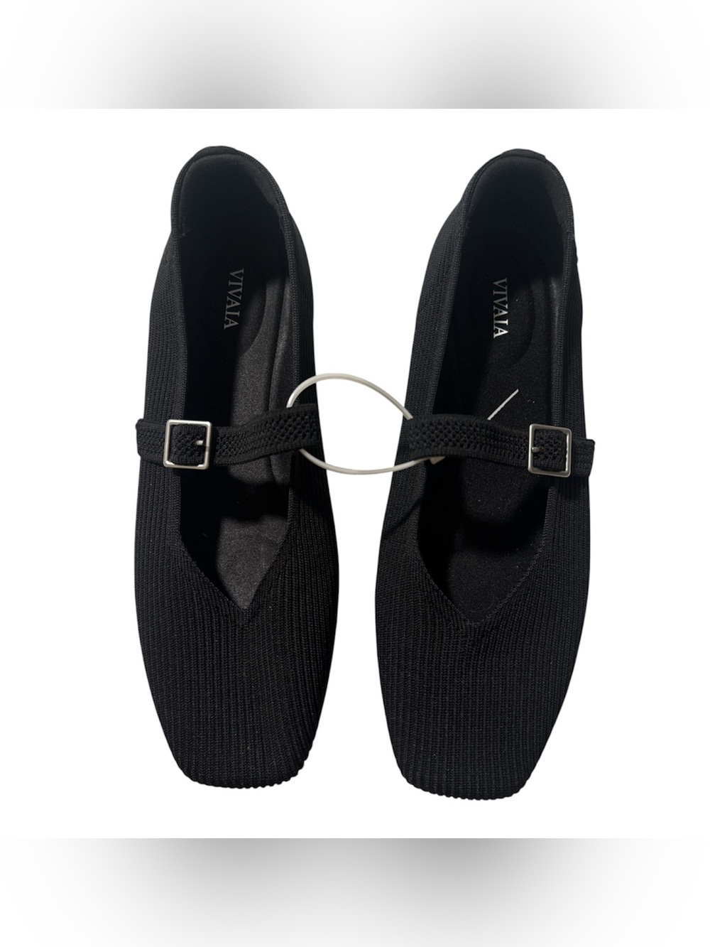 VIVAIA- Margot Mary Jane Square Toe Ballet Flats In Black